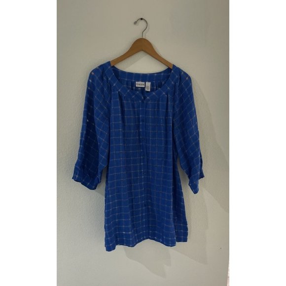 Chico's Blue and Silver Plaid Tunic Top. Cool and comfy. - Picture 4 of 10